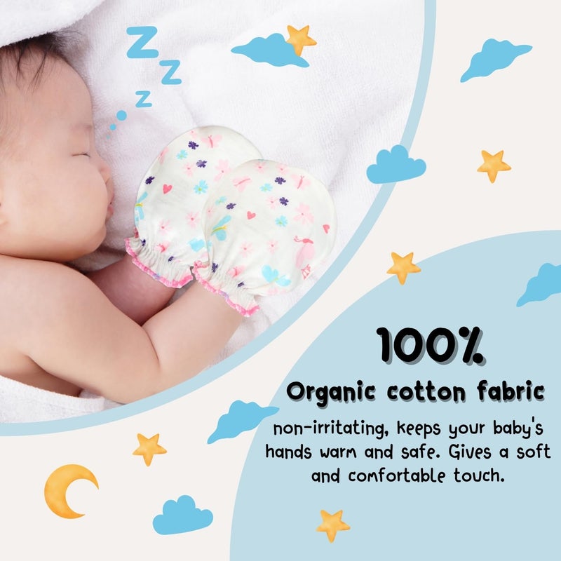 RATIVE Newborn Baby Cotton Gloves Sleep Sleeping No Scratch Mitten Mittens Mitts Set for 0-3 0-6 Months Boy Boys Girl Girls (6white+6blue) - Image 5